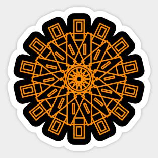 Circular geometric rosette style pattern in orange Sticker